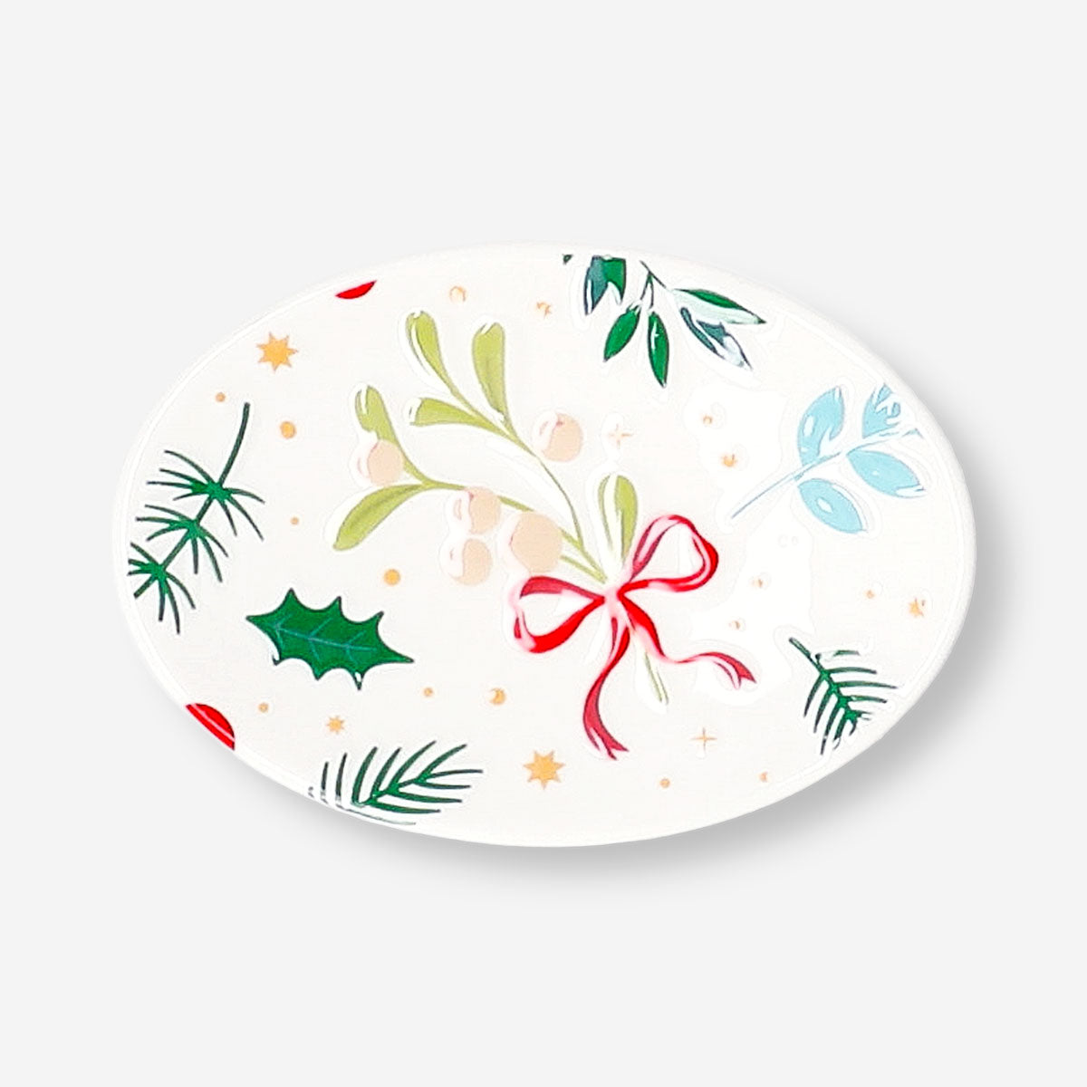 Decorative white soap dish with Christmas print, 12 cm, from Flying Tiger Copenhagen, perfect for holiday-themed bathroom decor.