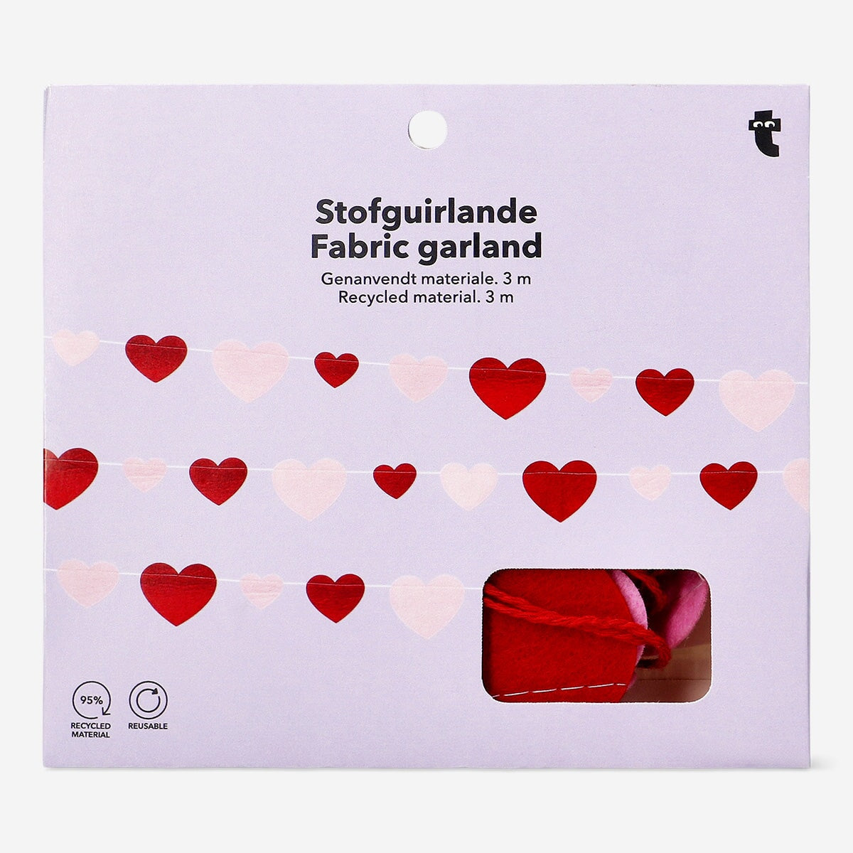 Felt garland with red and pink hearts - 300 cm Party Flying Tiger Copenhagen 