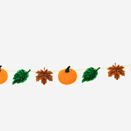 Guirlande de feuilles et de citrouilles en feutre - 300 cm