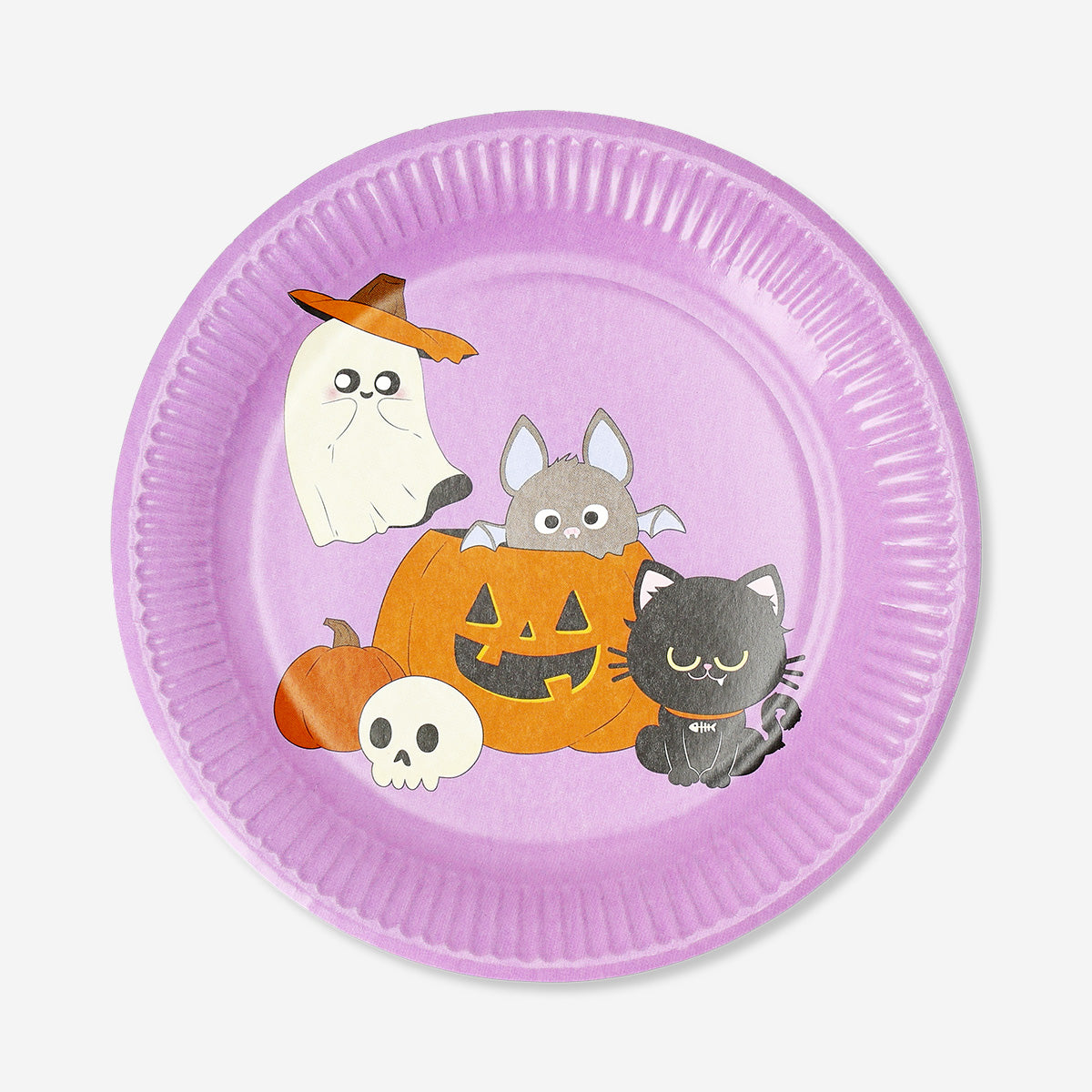 Set of 8 Halloween print paper plates for parties by Flying Tiger Copenhagen, featuring spooky seasonal designs.