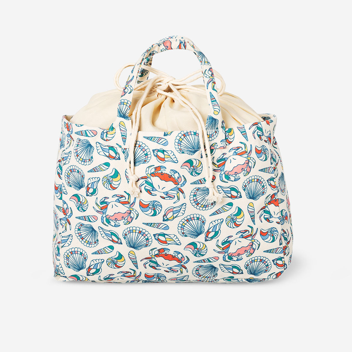 Fabric shopper bag with seashell pattern