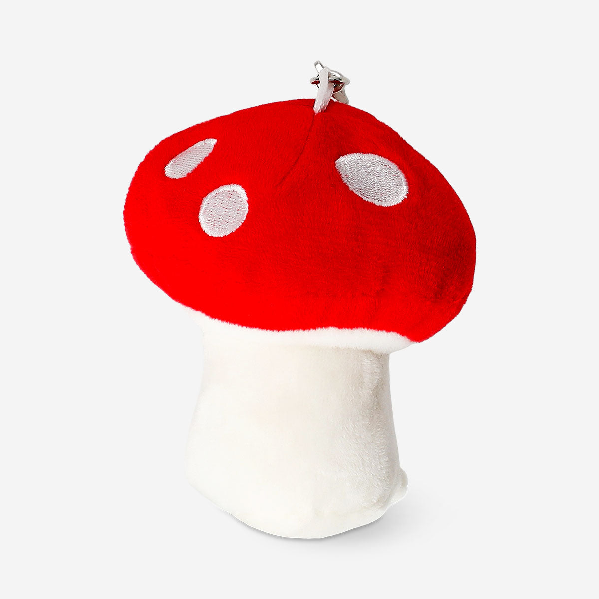 Flying Tiger Copenhagen plush mushroom keyring, soft toy with colorful mushroom design attached to a keyring.
