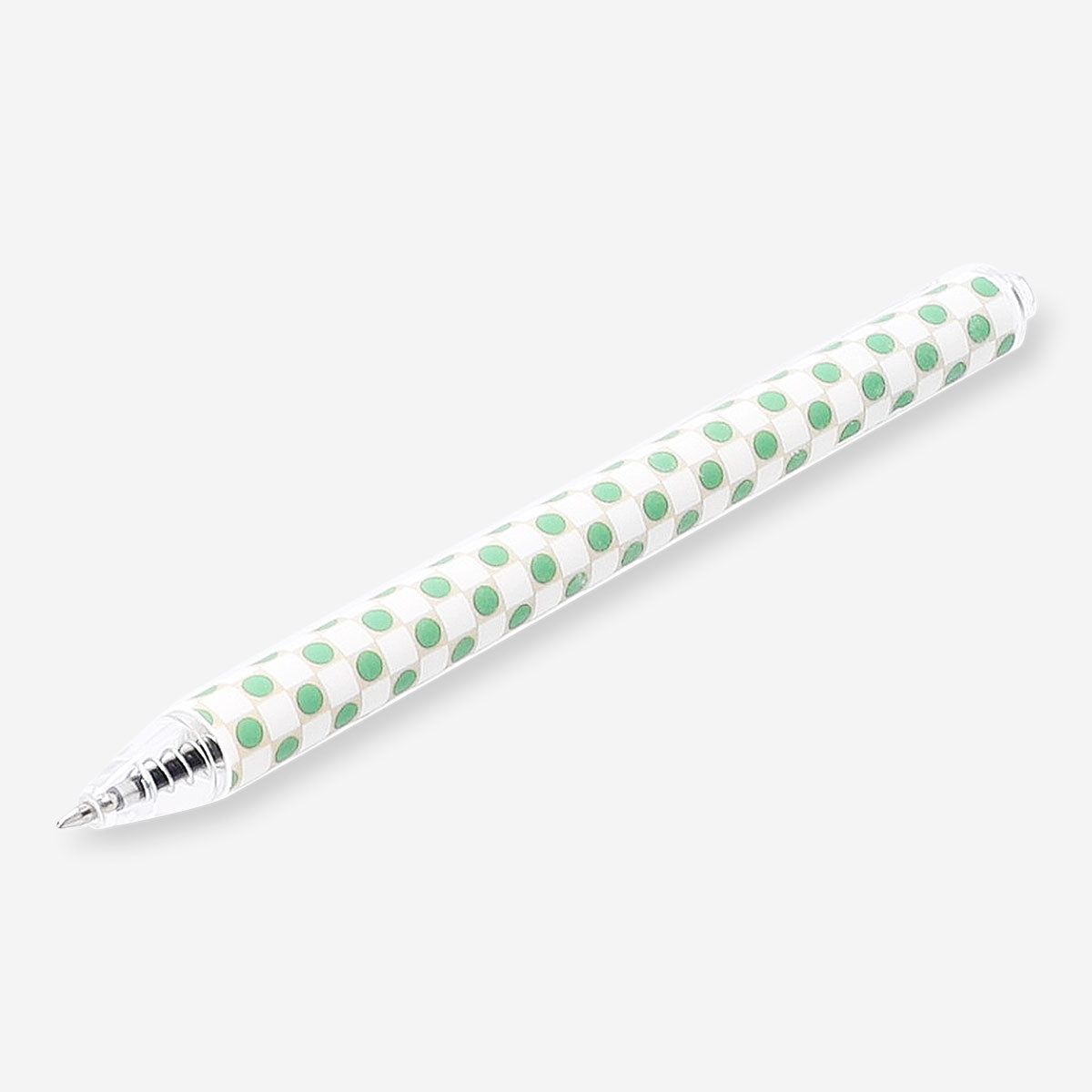 Green checkered Flying Tiger Copenhagen ballpoint pen for office use, featuring a stylish design and comfortable grip.