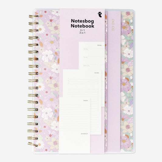 Floral 3-in-1 notebook - English