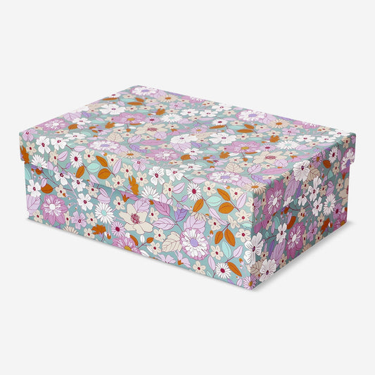 Caja de almacenamiento de papel floral - Grande