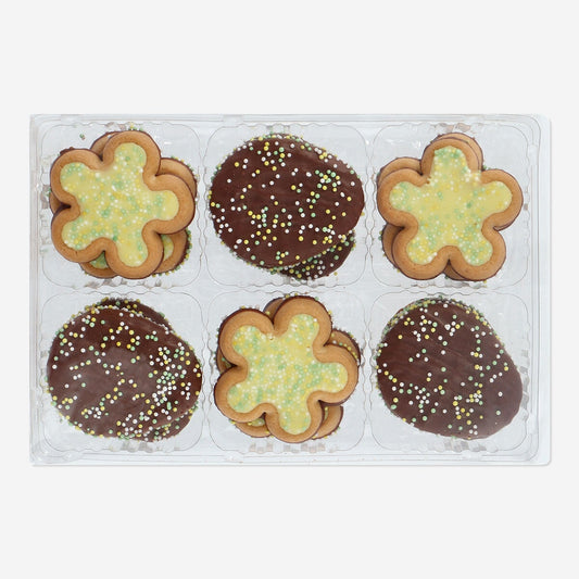 Flower and egg shaped cookies with filling