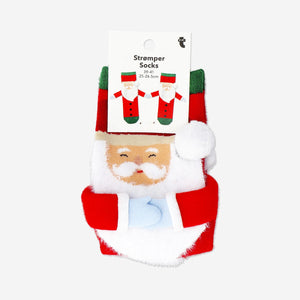 Flying Tiger Copenhagen Santa socks in size 39/41, soft textile with festive red and white design featuring Santa Claus graphics.