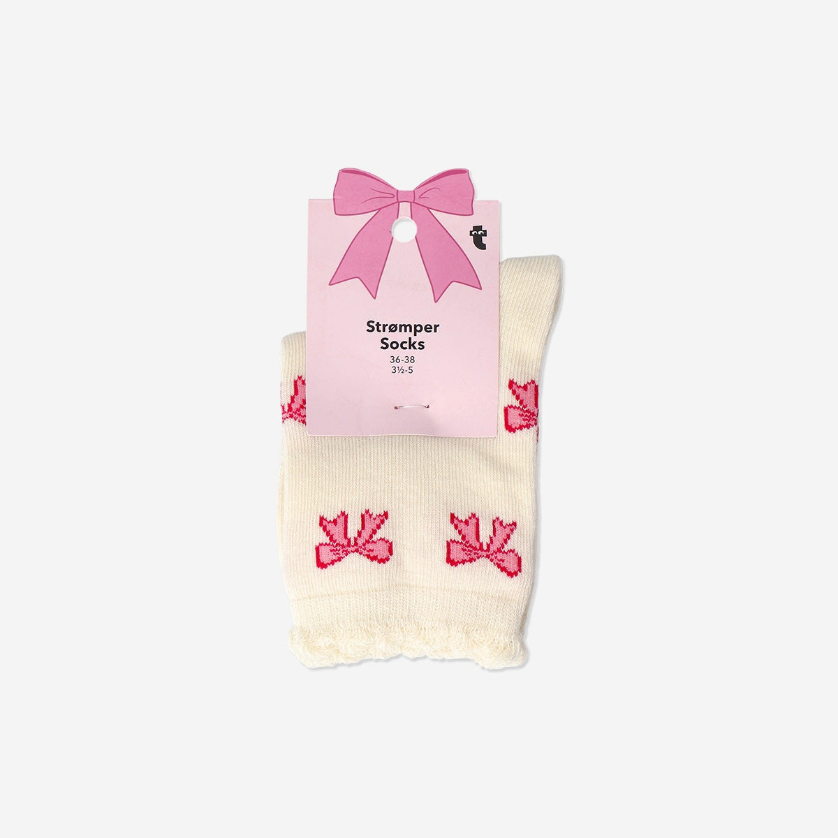 Textile socks with bows in size 36/38 from Flying Tiger Copenhagen, featuring a colorful and playful design.