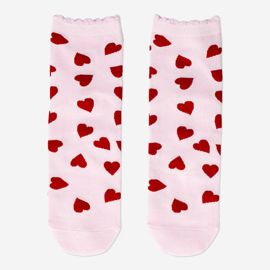 Pink socks with red hearts - 36/38