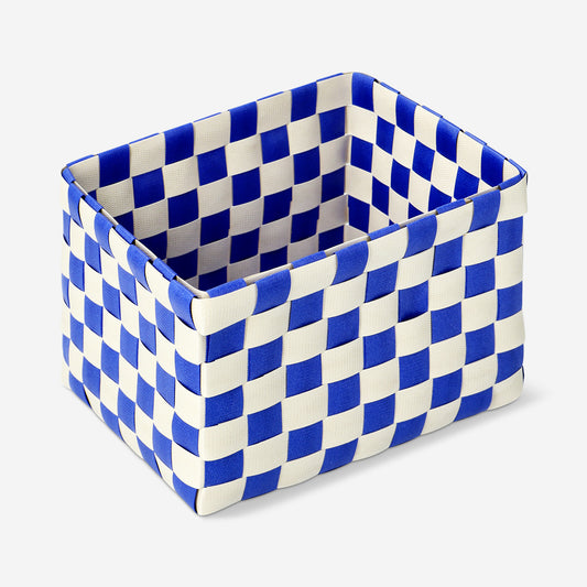 Blue woven storage basket - 18 cm