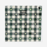 Set of 16 green checkered party napkins by Flying Tiger Copenhagen featuring a festive Christmas berries design.