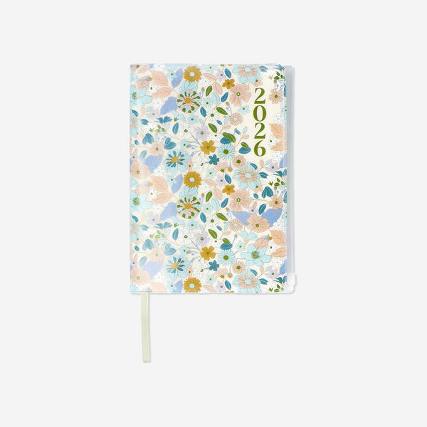 A5 Floral Daily Diary 2026 – English Planner with Zip Cover
