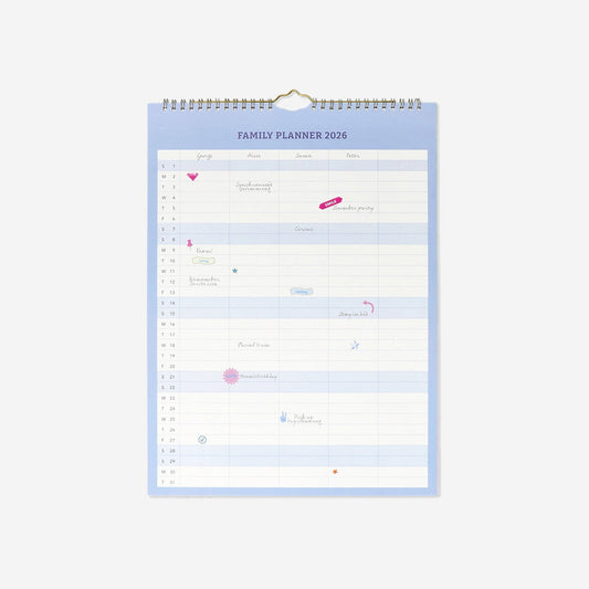 Planer rodzinny do powieszenia z naklejkami - angielski