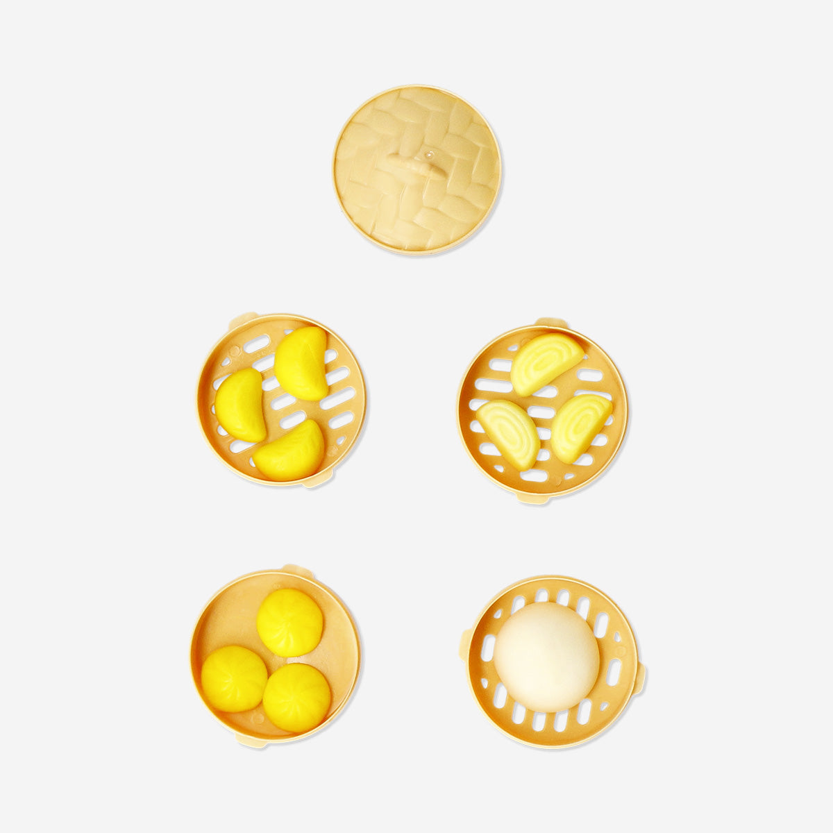 Candy dumplings in steamer basket