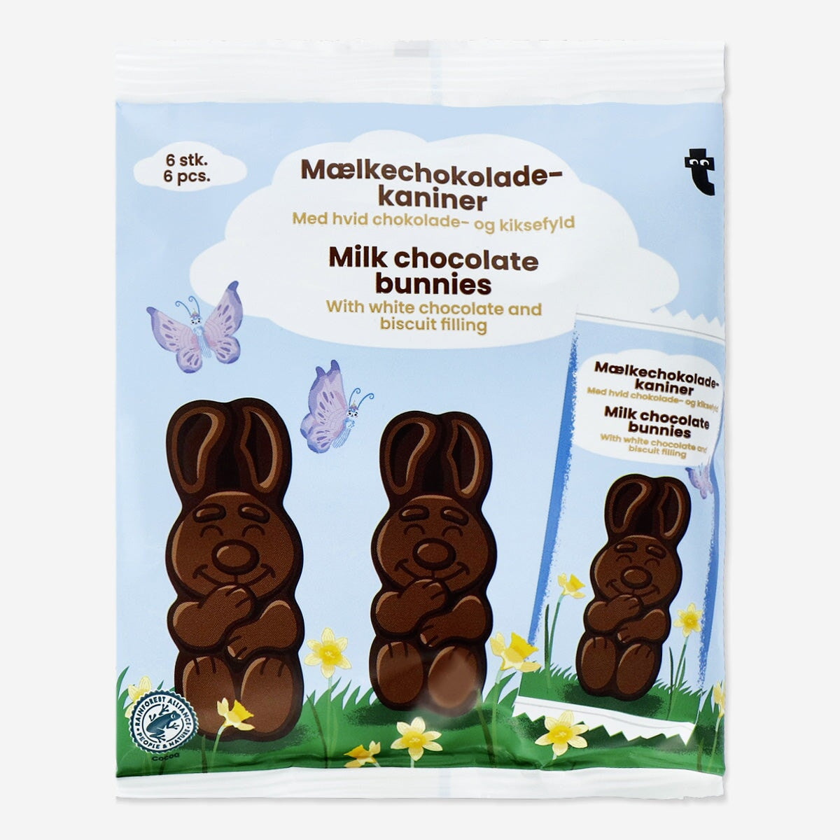 Chocolate bunnies from Flying Tiger Copenhagen, featuring festive milk chocolate with rabbit shapes and detailed designs.