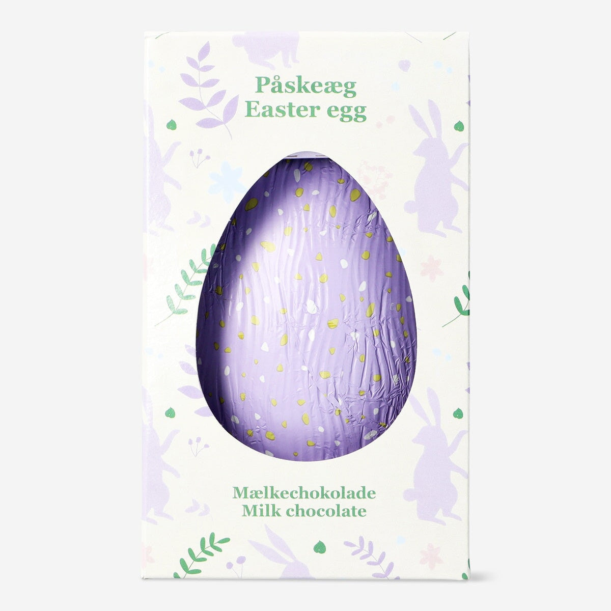 Chocolate Easter egg from Flying Tiger Copenhagen, wrapped in colorful foil, perfect for holiday celebrations.
