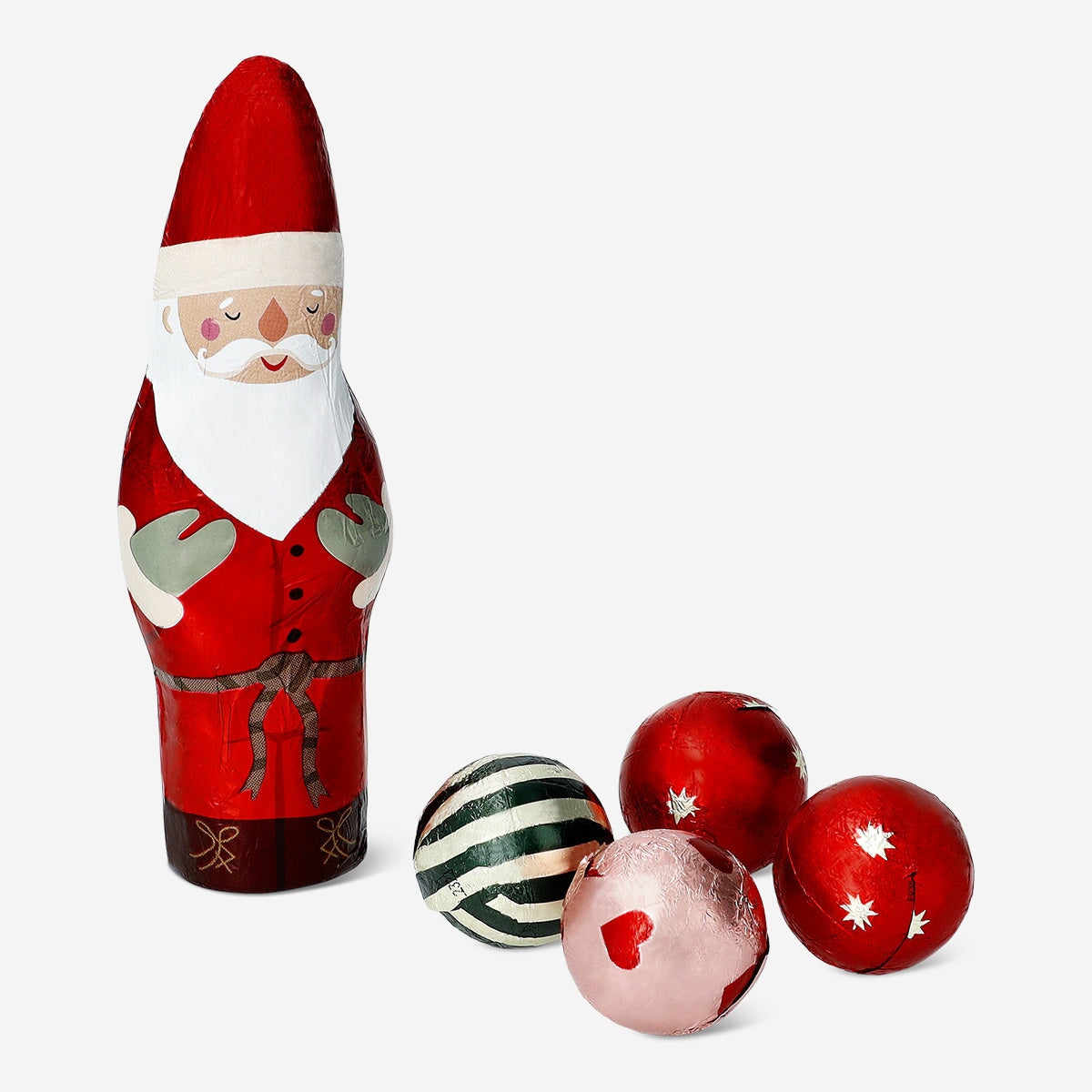Christmas chocolates in a bag from Flying Tiger Copenhagen, featuring festive holiday treats and colorful packaging.