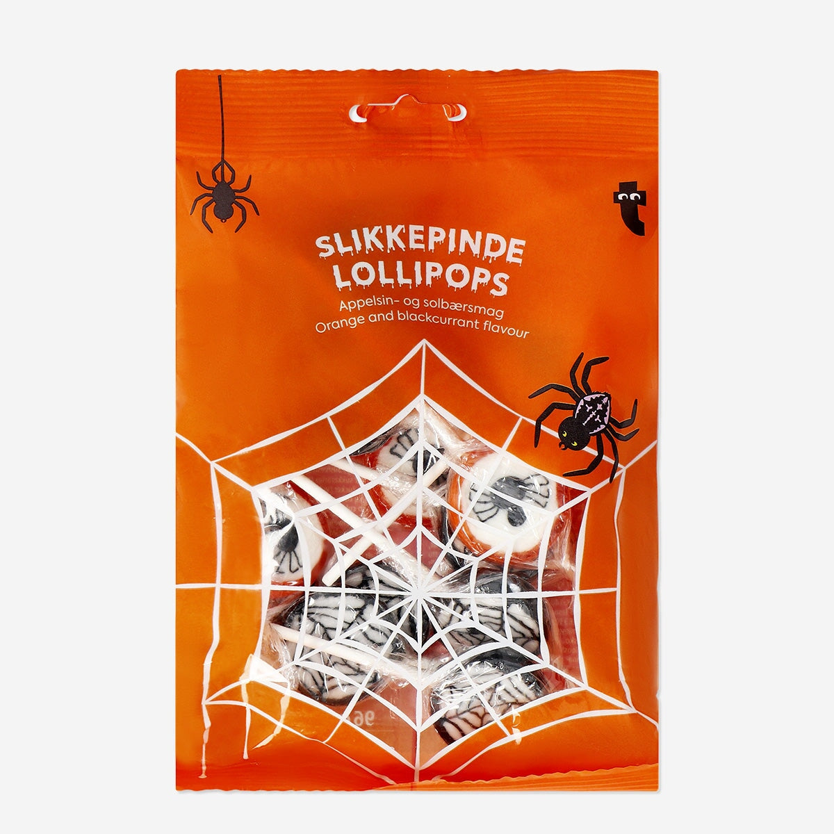 Assorted Halloween-themed lollipops from Flying Tiger Copenhagen, 12-piece candy set with colorful festive designs.