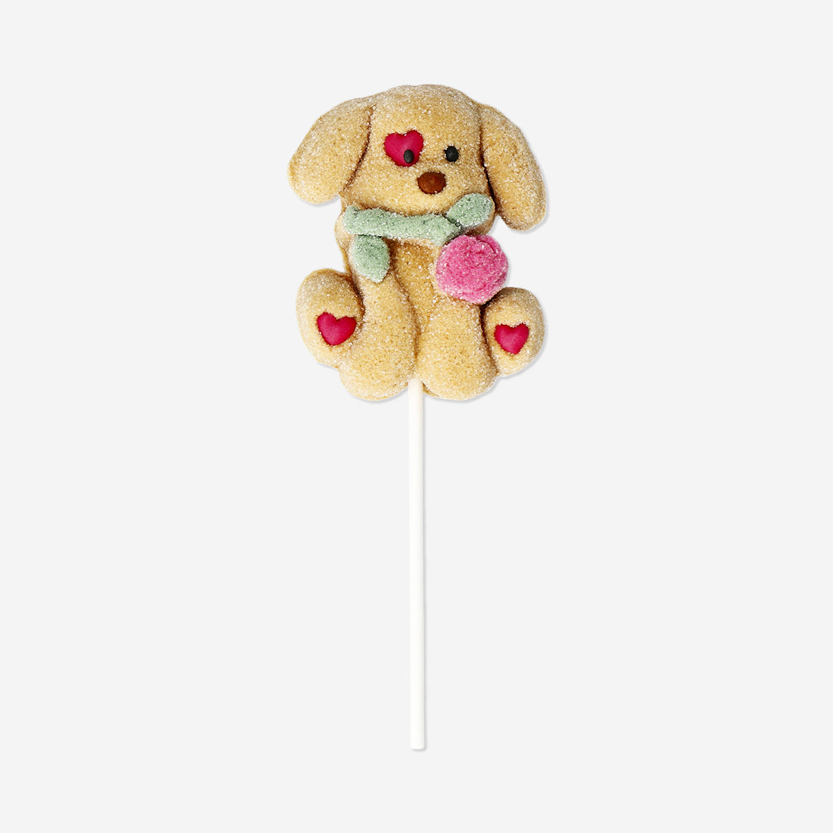 Vanilla-flavored marshmallow dog on a stick from Flying Tiger Copenhagen, soft and sweet treat for snacking.