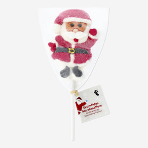 Strawberry-flavored Marshmallow Santa on a stick by Flying Tiger Copenhagen, soft festive marshmallow treat for holiday snacking.