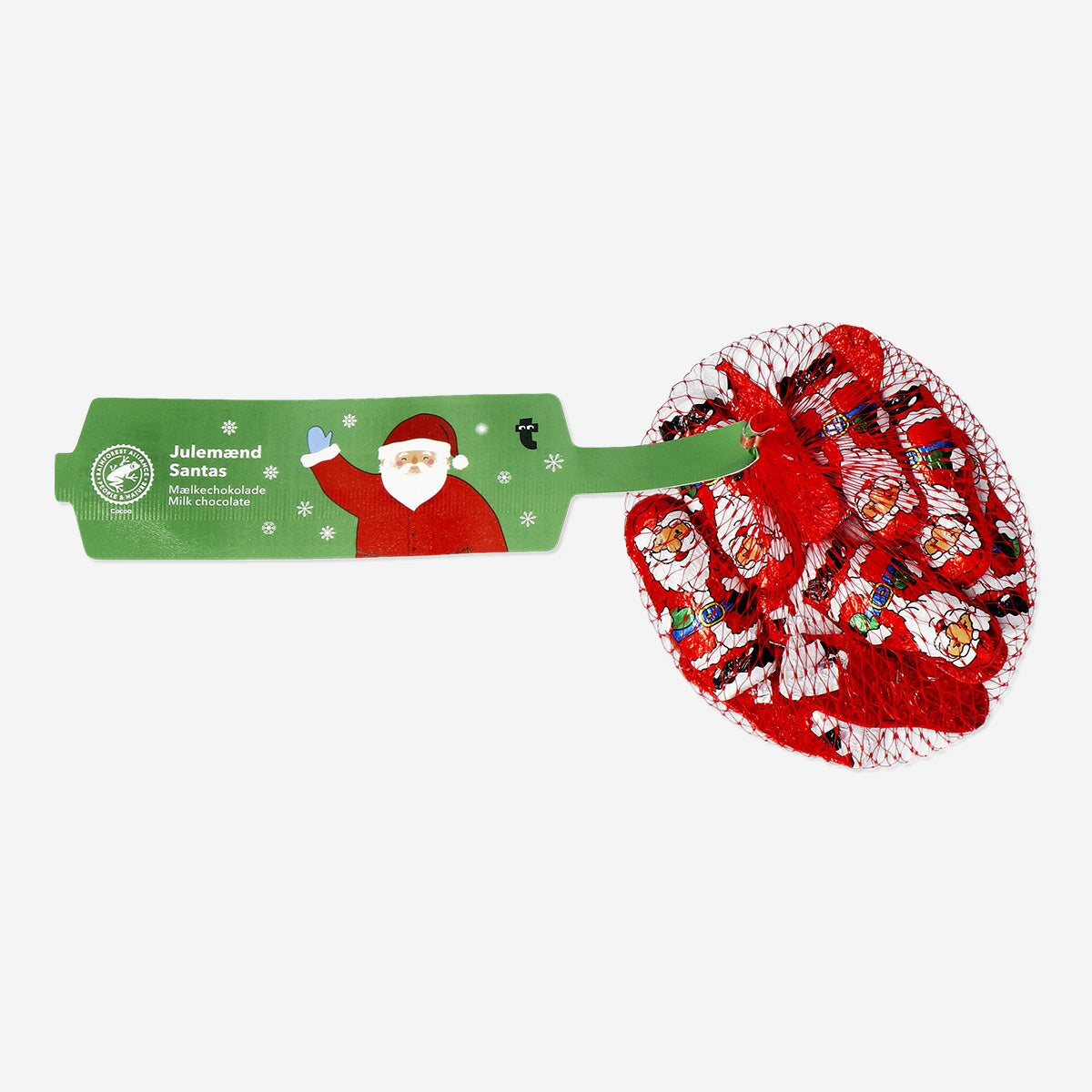 Milk chocolate Santa figurines from Flying Tiger Copenhagen, festive holiday food treats with detailed Santa designs.