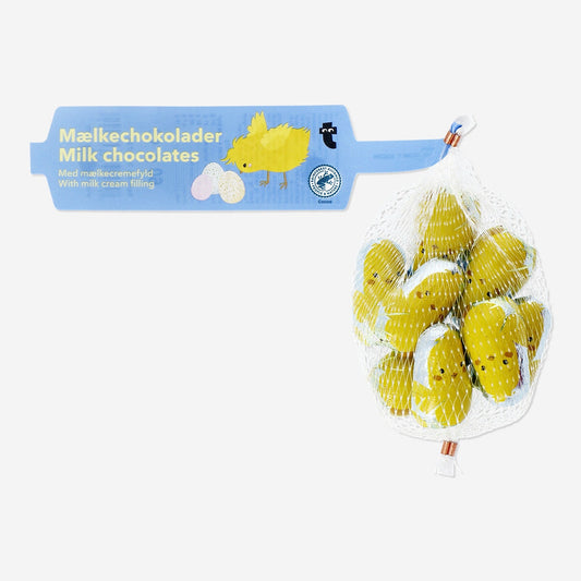 Mini milk chocolate chicks in net with milky cream filling