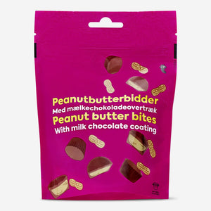 Flying Tiger Copenhagen peanut butter bites, small snack pieces with creamy peanut butter filling in a colorful package.