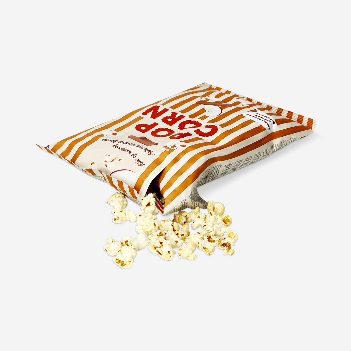 Apple cinnamon flavored popcorn by Flying Tiger Copenhagen, crispy snack with a sweet and spicy aroma.