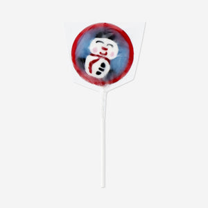 Flying Tiger Copenhagen apple-flavored snowman lollipop, colorful candy with a snowman shape and apple flavor for kids.