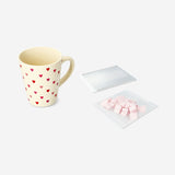 Valentine mug with hot chocolate filling and mini marshmallows