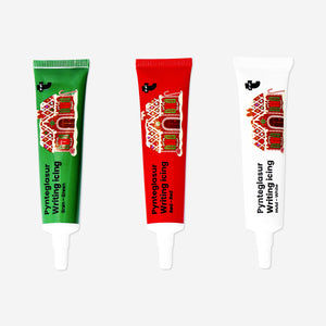 Three-piece writing icing set from Flying Tiger Copenhagen, colorful food decorating icing for cakes and desserts.