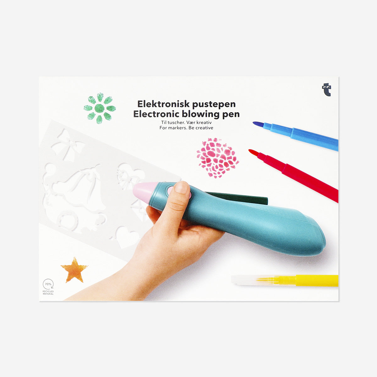 Electronic blowing pen with stencils