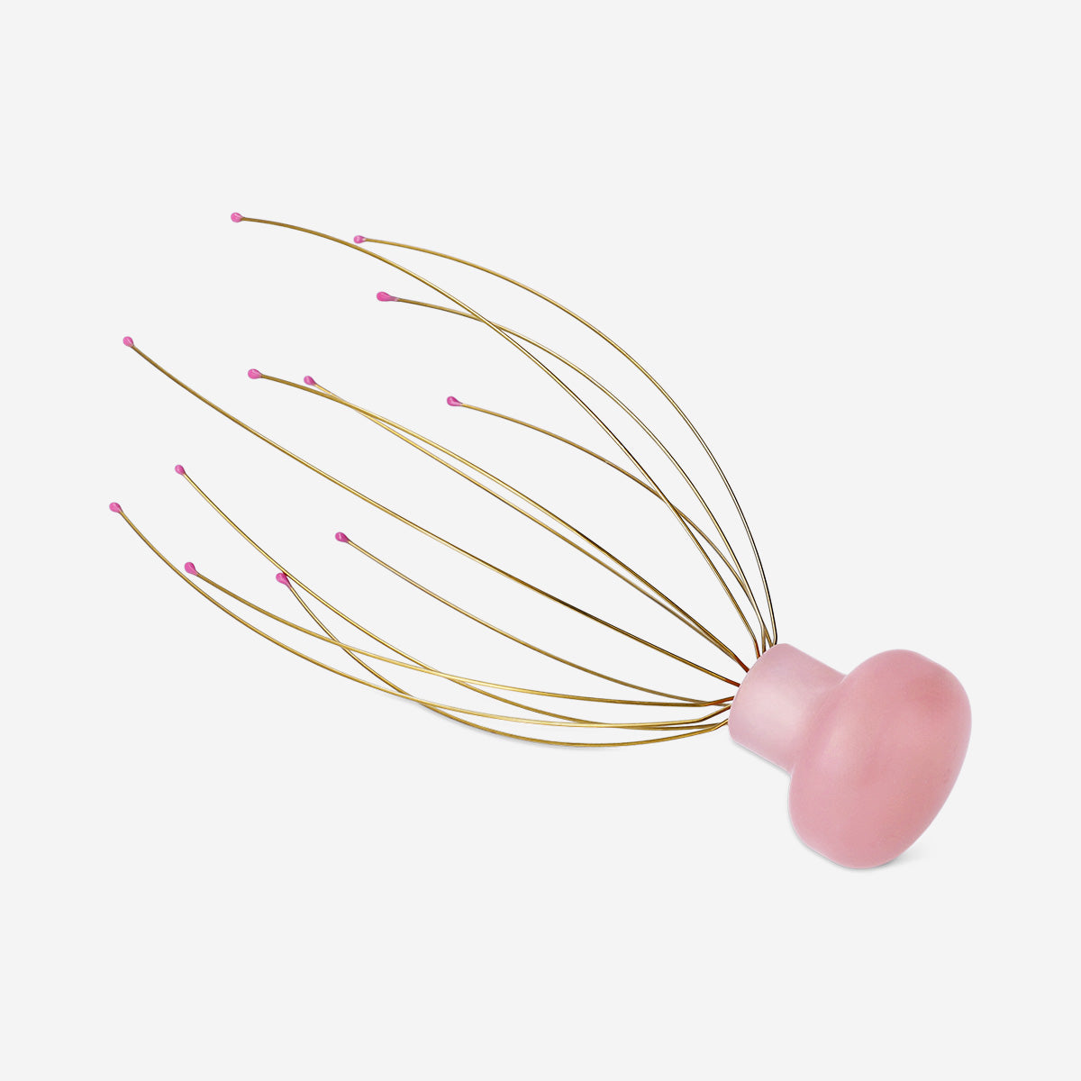 Gold head massager gadget from Flying Tiger Copenhagen with multiple rotating massage nodes for scalp relaxation.
