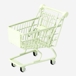 Mini green shopping cart gadget from Flying Tiger Copenhagen, featuring a small, playful design perfect for desk or gift decor.
