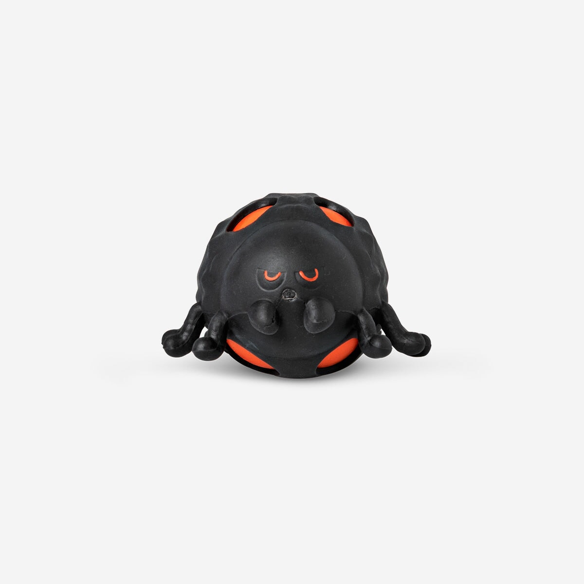 Black spider press me toy gadget from Flying Tiger Copenhagen, featuring a playful spider design with a soft, squeezable body.