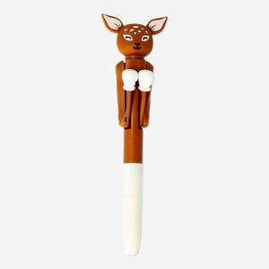 Flying Tiger Copenhagen punching pen gadget with festive reindeer design, featuring a reindeer figure on the pen.