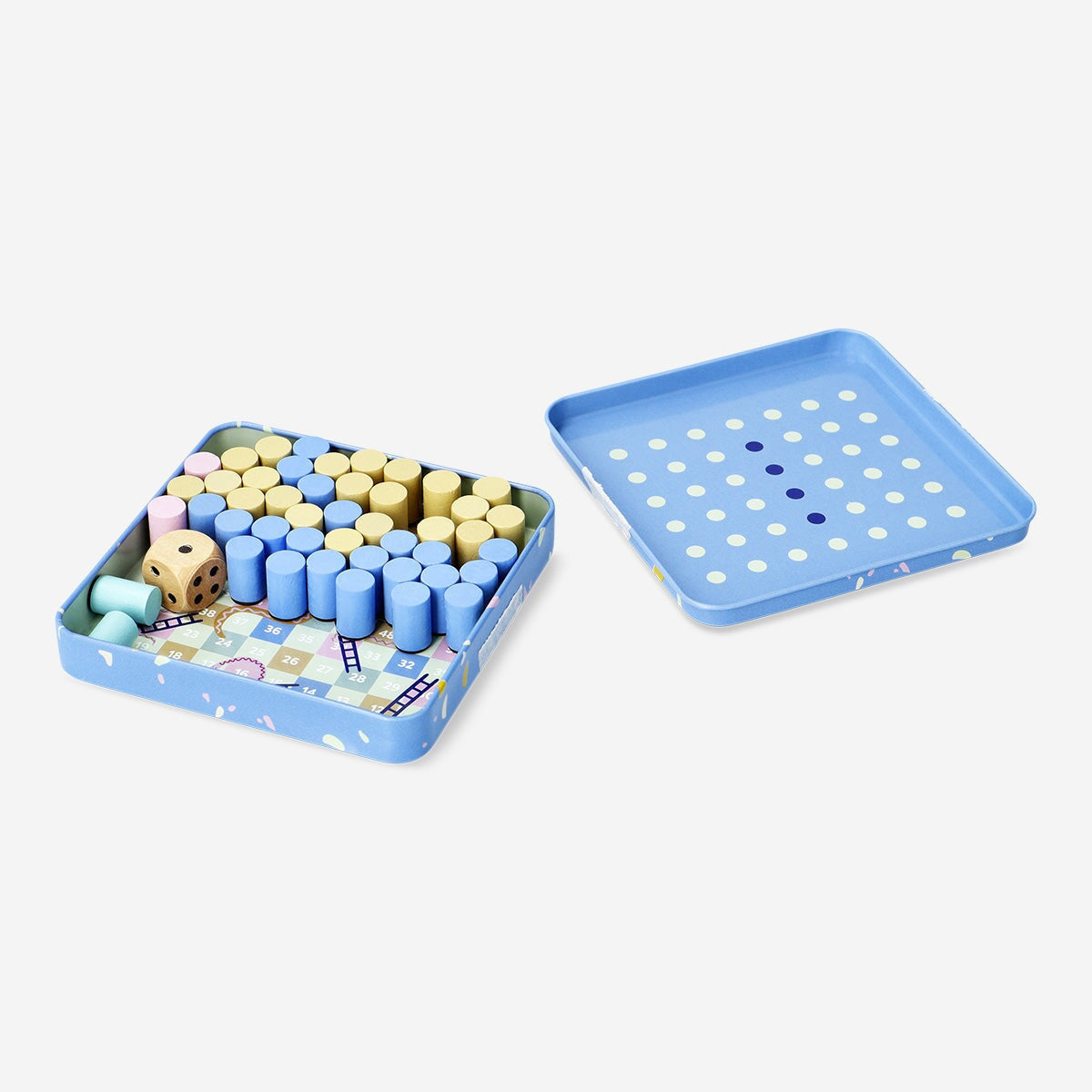 Flying Tiger Copenhagen 2-in-1 board game set with colorful game pieces and game boards for family fun and entertainment.