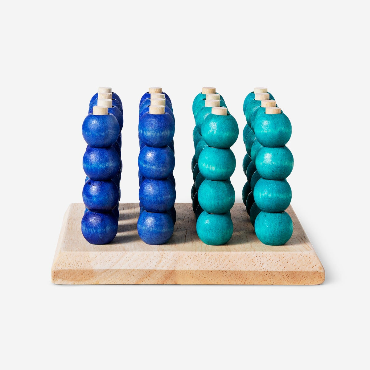 3D Four in a Row game by Flying Tiger Copenhagen featuring colorful game pieces and a wooden grid for strategic play.