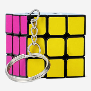 Flying Tiger Copenhagen IQ Cube key ring featuring a small, colorful game cube design on a metal keychain.