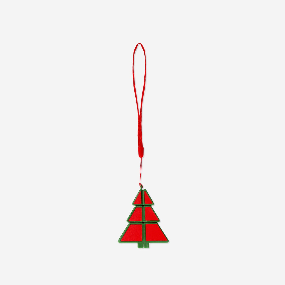 Flying Tiger Copenhagen IQ puzzle with Christmas tree key ring, a brain-teasing game featuring a festive holiday design.