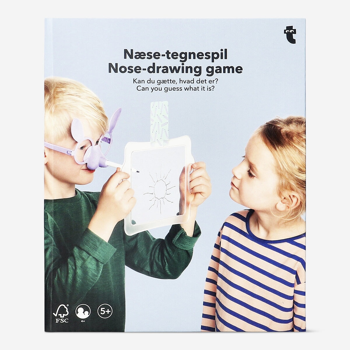 Nose-drawing game for four players by Flying Tiger Copenhagen, featuring game pieces and a colorful playing surface.