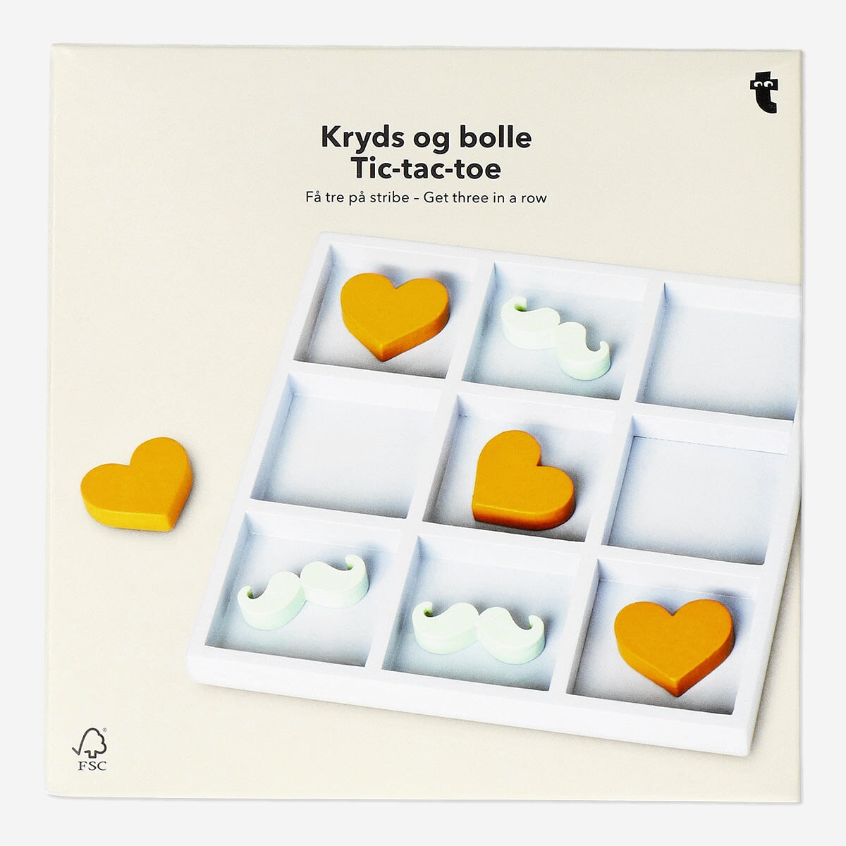 Tic-tac-toe moustache and heart themed Game Flying Tiger Copenhagen 