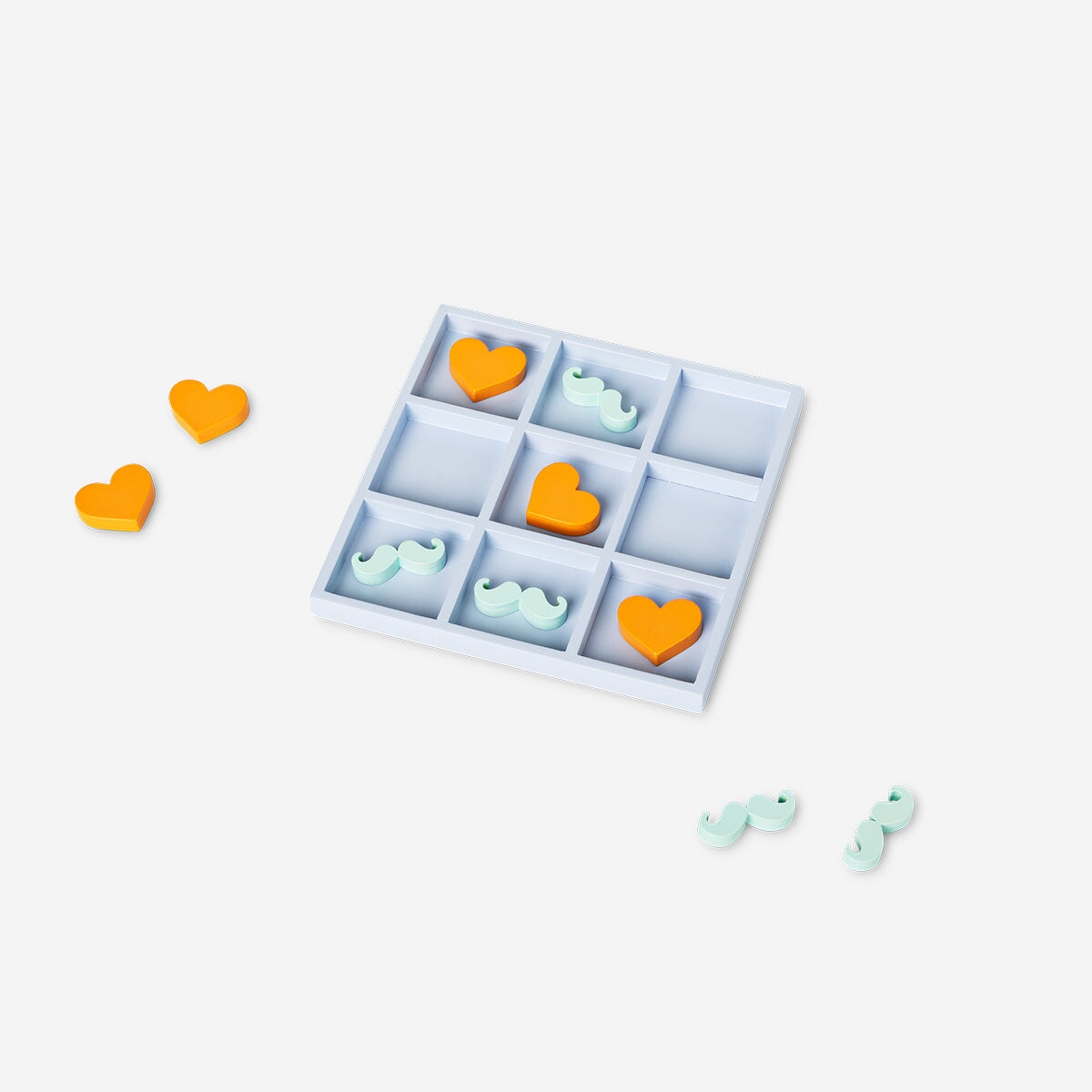 Tic-tac-toe moustache and heart themed Game Flying Tiger Copenhagen 