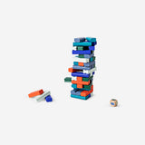 Wooden stacking tower game by Flying Tiger Copenhagen featuring colorful, interlocking blocks for fun and skill development.