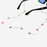 Cherry spectacle strap with glass beads