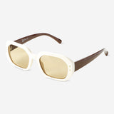 Flying Tiger Copenhagen sunglasses with rounded frames and dark tinted lenses, stylish eyewear for sunny days.