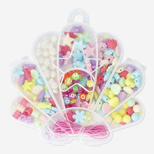 Seashell-inspired bead set with string for crafting, by Flying Tiger Copenhagen, perfect for hobby jewelry projects.