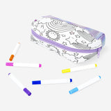 Color-your-own pencil case from Flying Tiger Copenhagen with six markers, featuring a fun, customizable design for creative kids.