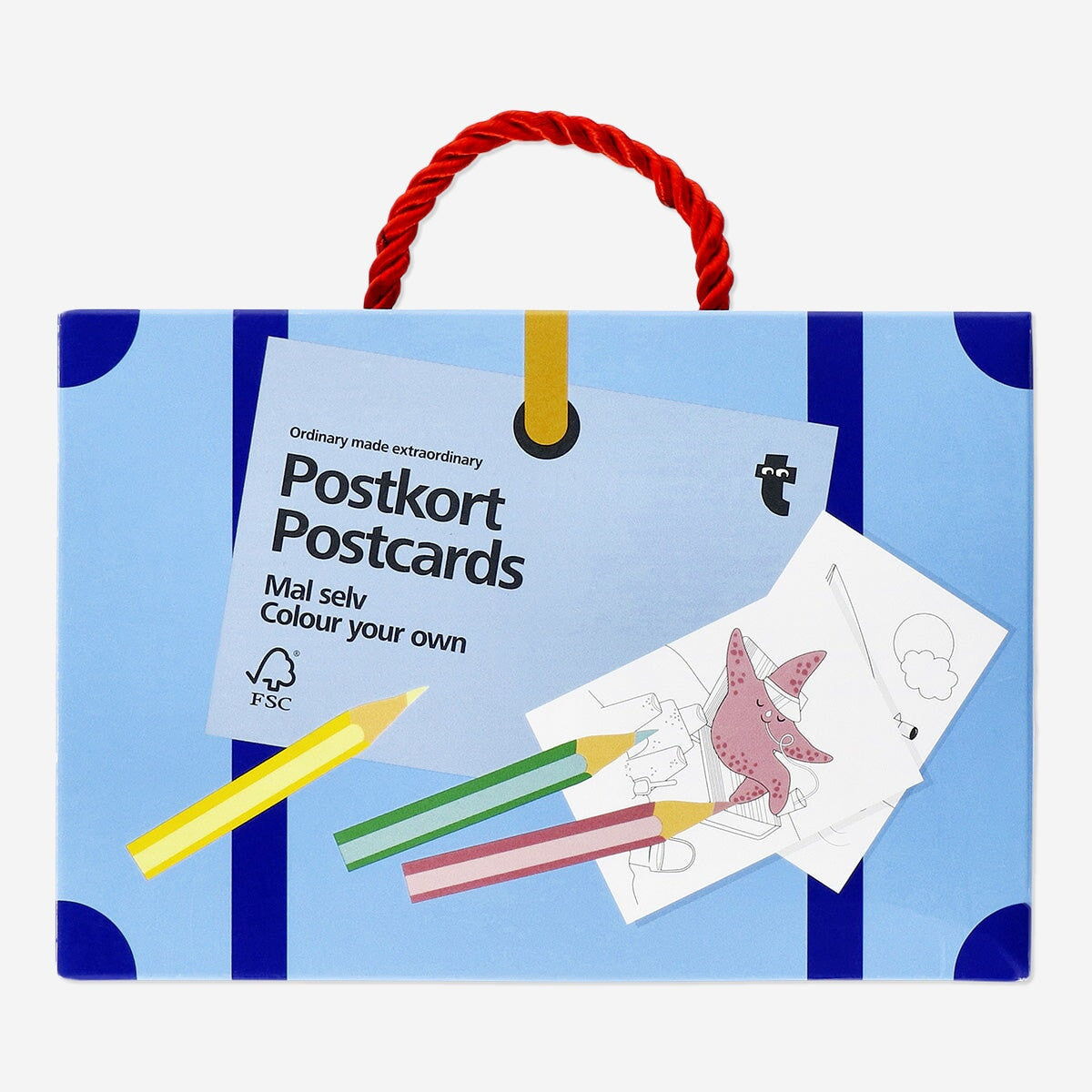 Set of 8 Colour-your-own postcards from Flying Tiger Copenhagen for creative hobby activities.