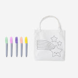 Flying Tiger Copenhagen color-your-own small tote bag with markers, featuring a simple design ready for customization.